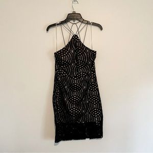 SEQUIN HEARTS Black Lace Dress | Size 7